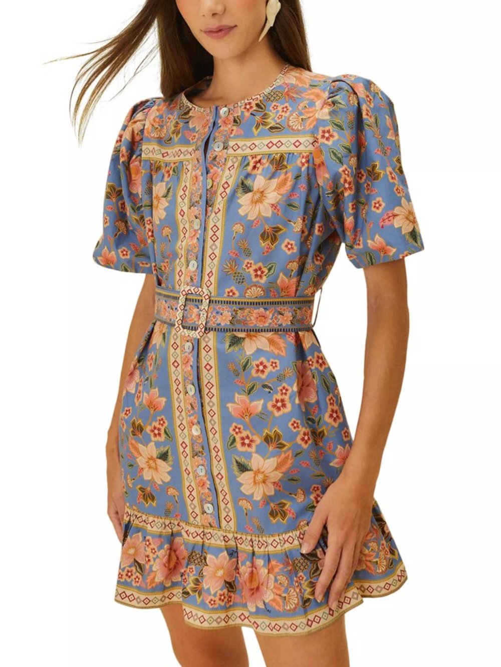 FARM Rio Blue Floral Mini Dress - Picture 7 of 14